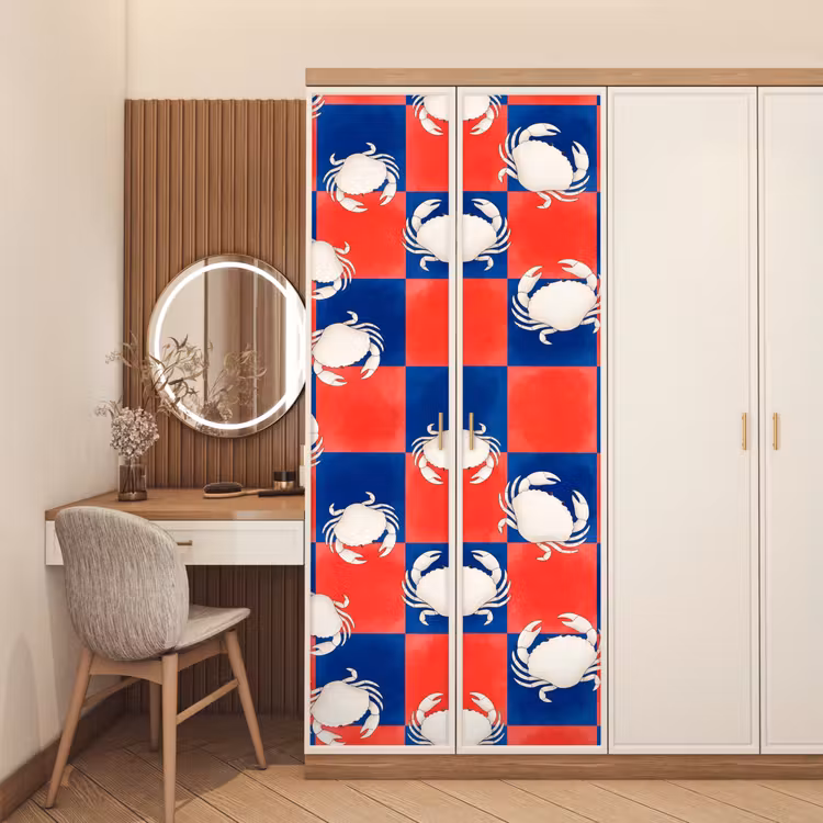 Deursticker - Patroon - Zeeleven - Rood - Blauw - Abstract — 5