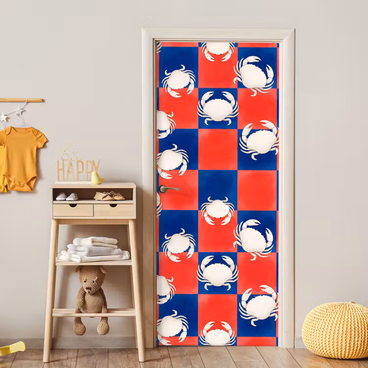 Deursticker - Patroon - Zeeleven - Rood - Blauw - Abstract — 6