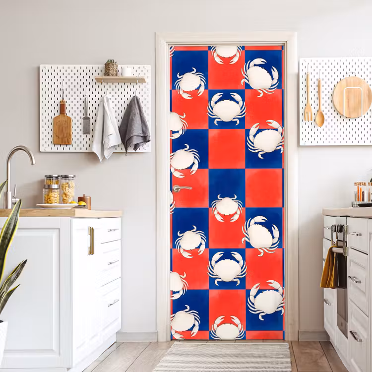Deursticker - Patroon - Zeeleven - Rood - Blauw - Abstract — 7