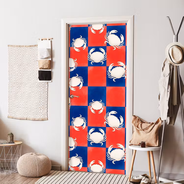 Deursticker - Patroon - Zeeleven - Rood - Blauw - Abstract — 8