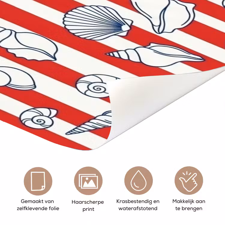 Deursticker - Schelp - Zeedieren - Zomer - Illustratie - Rood - Blauw — 3