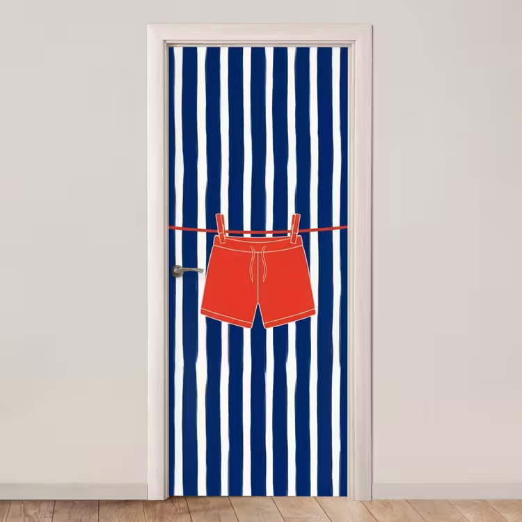 Deursticker - Shorts - Waslijn - Zomer - Illustratie - Rood — 1