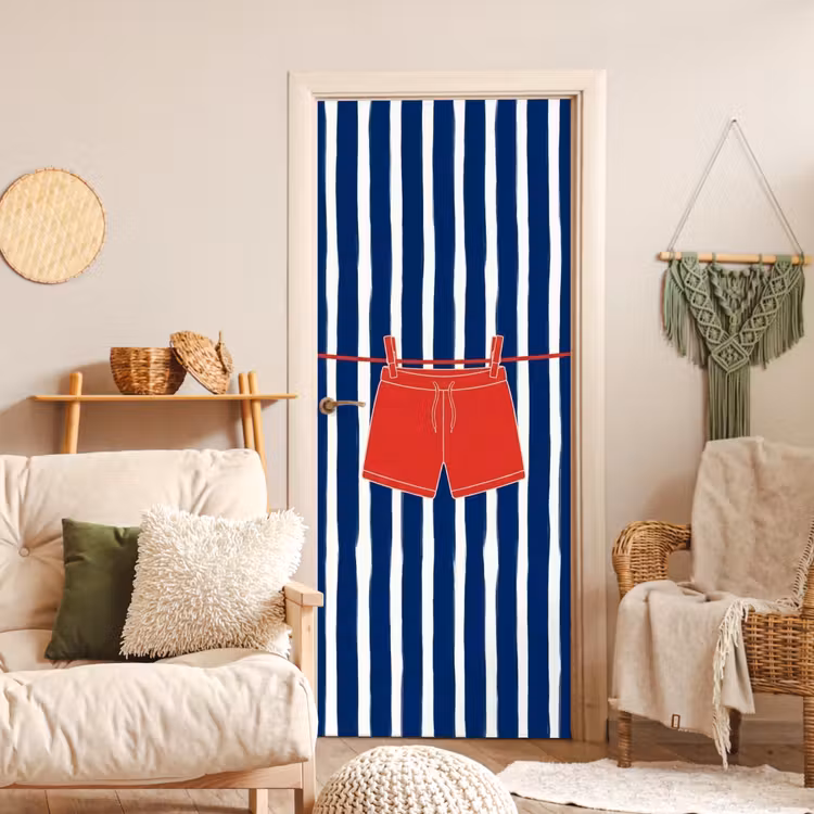 Deursticker - Shorts - Waslijn - Zomer - Illustratie - Rood — 4