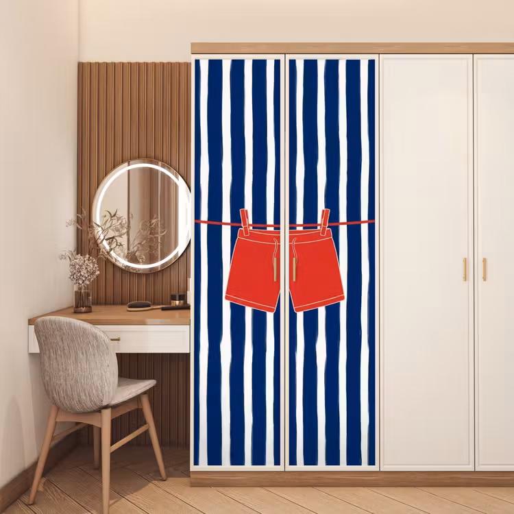 Deursticker - Shorts - Waslijn - Zomer - Illustratie - Rood — 5