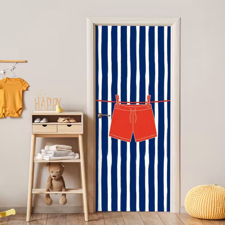 Deursticker - Shorts - Waslijn - Zomer - Illustratie - Rood — 6