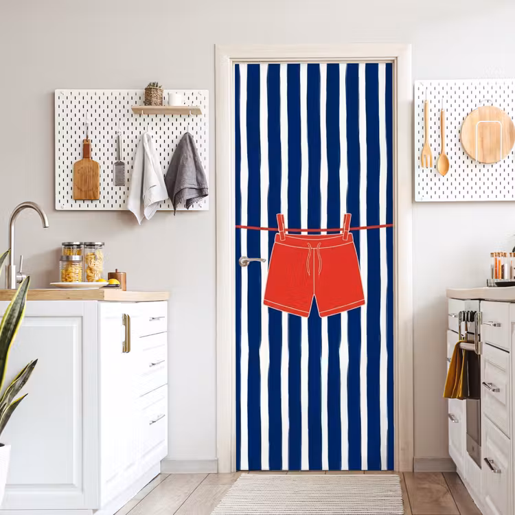 Deursticker - Shorts - Waslijn - Zomer - Illustratie - Rood — 7