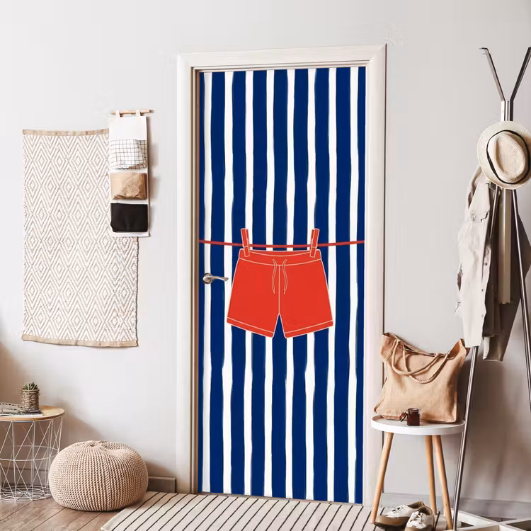 Deursticker - Shorts - Waslijn - Zomer - Illustratie - Rood — 8