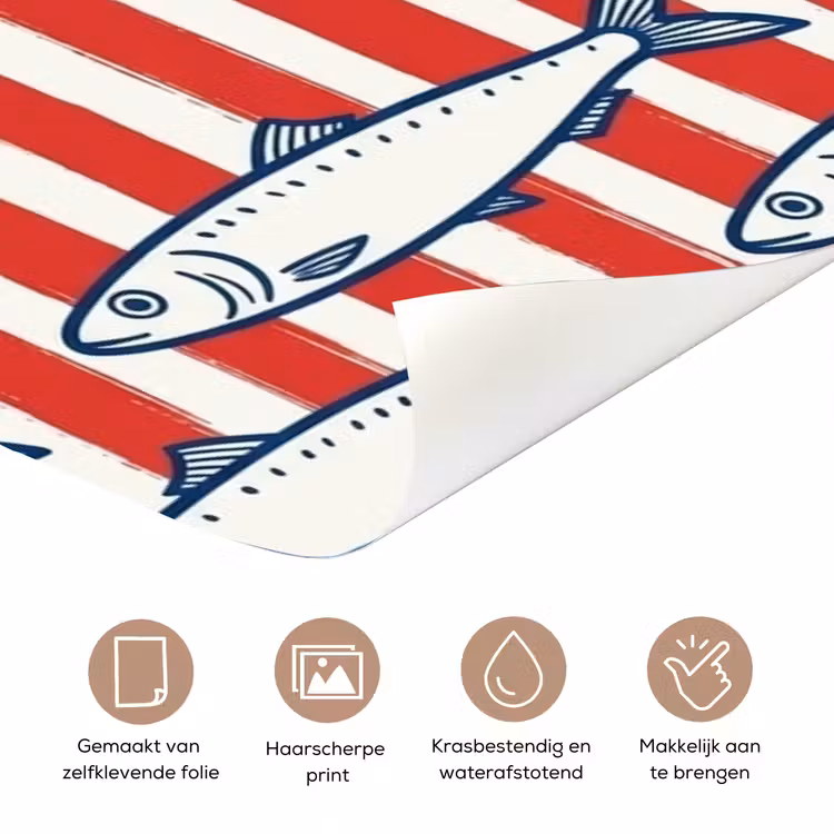 Deursticker - Vis - Patroon - Strepen - Illustratie - Rood — 3