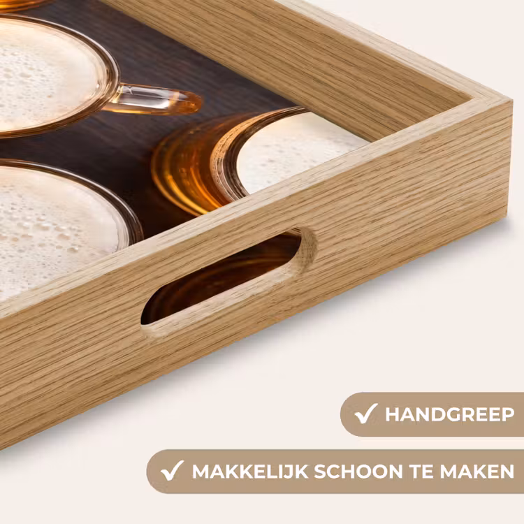 Dienblad - Bier - Glazen - Schuim - Hout - Drank — 5
