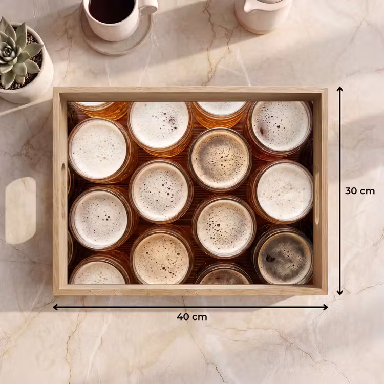Dienblad - Eten - Glazen - Drank - Patroon - Bruin — 9