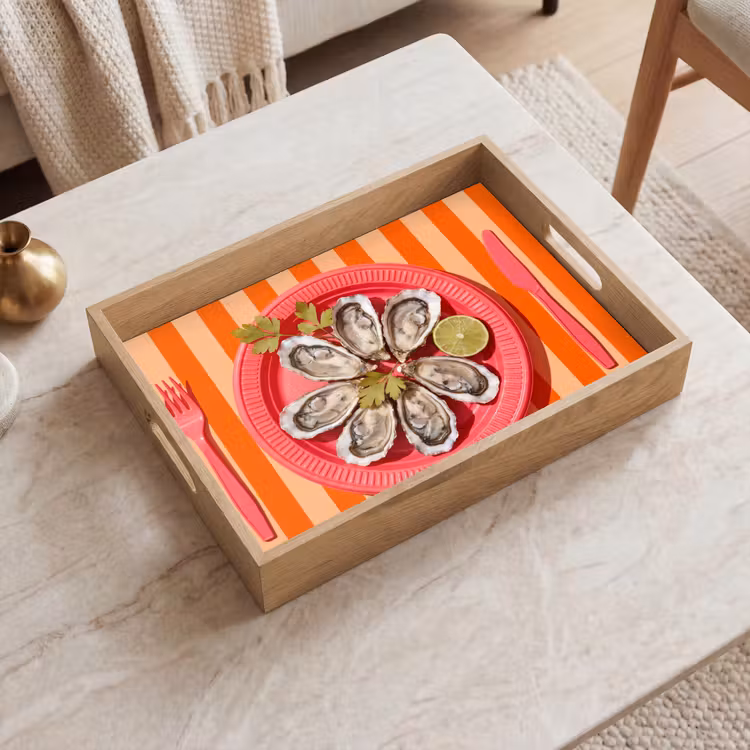 Dienblad - Eten - Oester - Zeevruchten - Oranje - Modern — 2