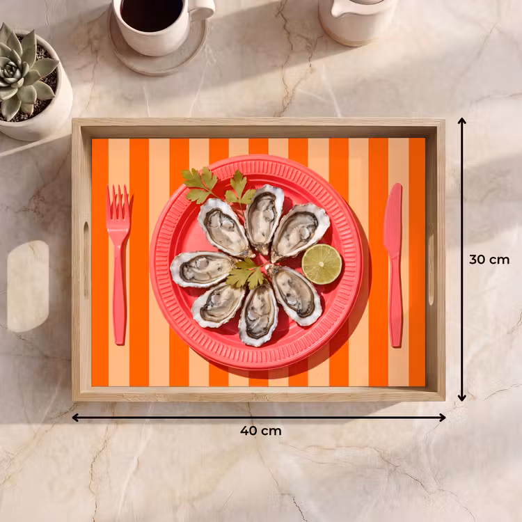 Dienblad - Eten - Oester - Zeevruchten - Oranje - Modern — 9
