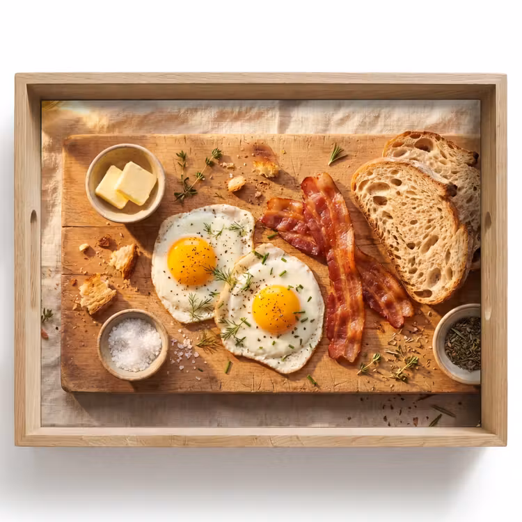 Dienblad - Eten - Ontbijt - Hout - Rustiek - Geel — 1