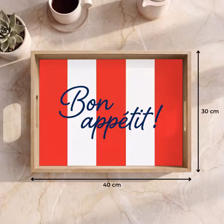 Dienblad - Eten - Spreuk - Keuken - Grafisch - Rood-Wit — 9