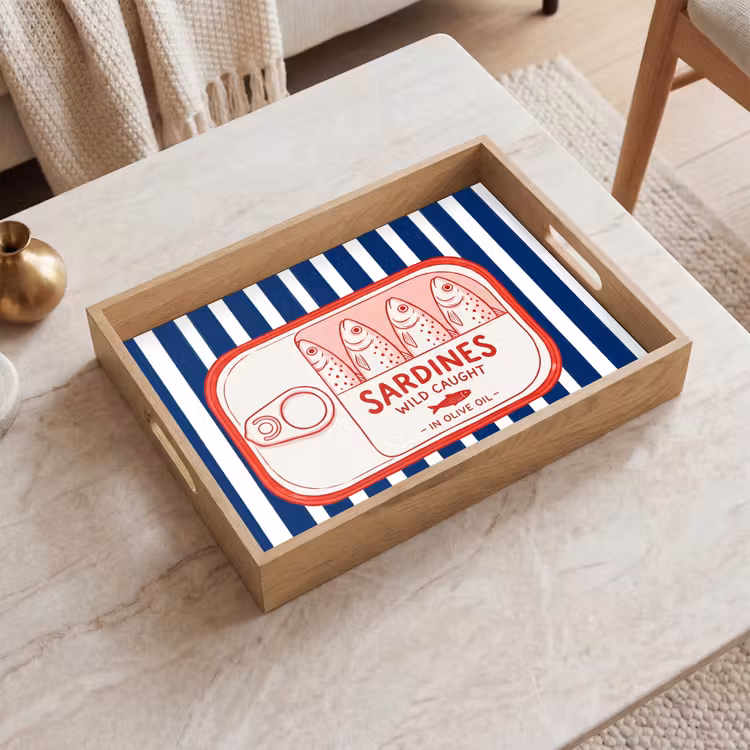 Dienblad - Eten - Vis - Blik - Illustratie - Rood — 2