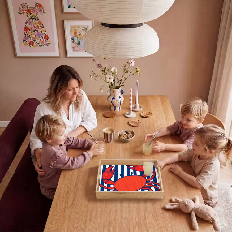 Dienblad - Krab - Strepen - Zeeleven - Illustratie - Rood — 7