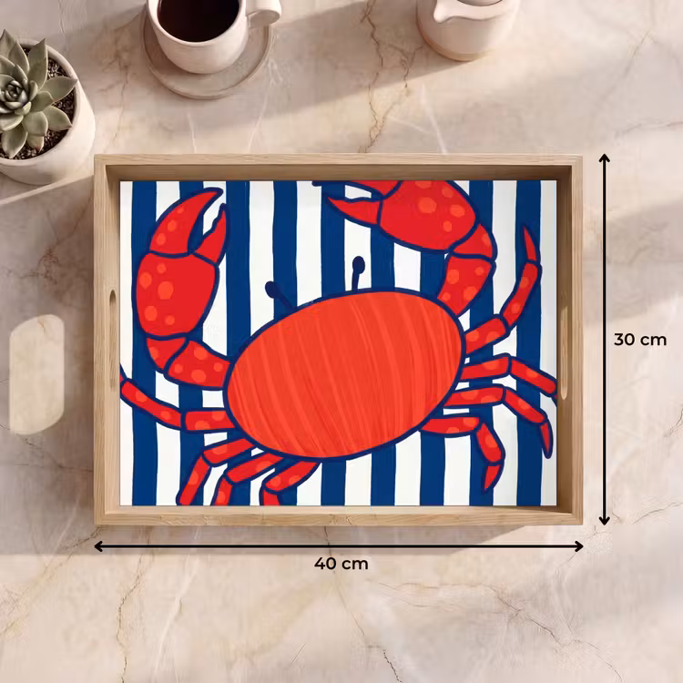 Dienblad - Krab - Strepen - Zeeleven - Illustratie - Rood — 9