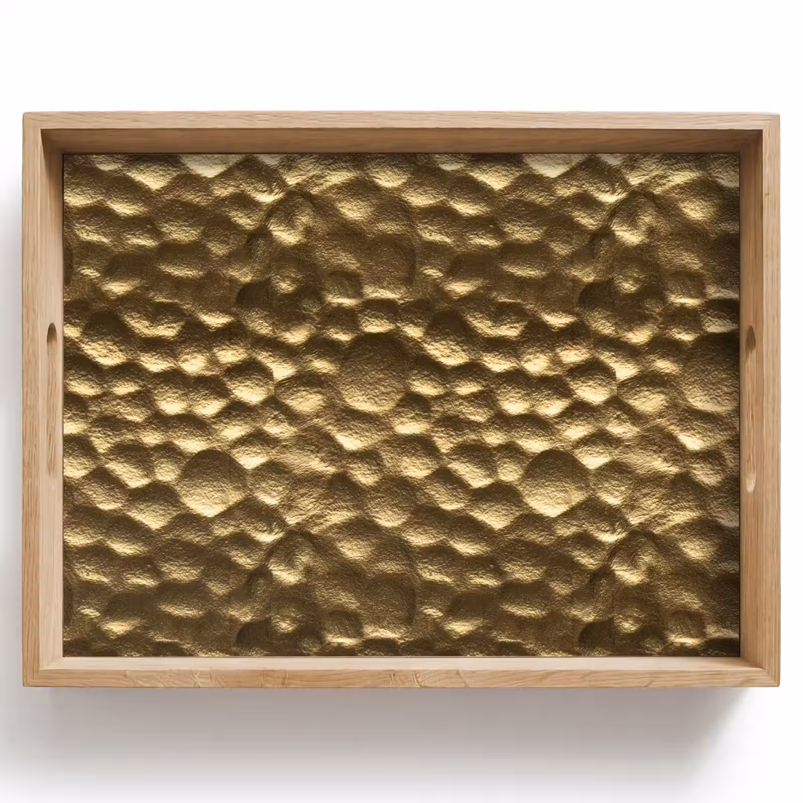 Dienblad - Gehamerd - Reliëf - Textuur - Bronsgoud — 1