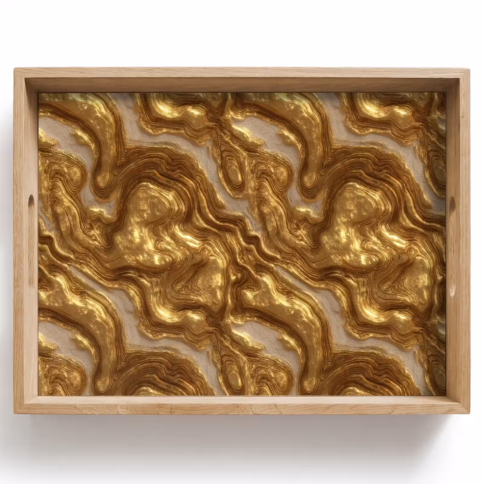 Dienblad - Golven - Organisch - Goud - Crème — 1