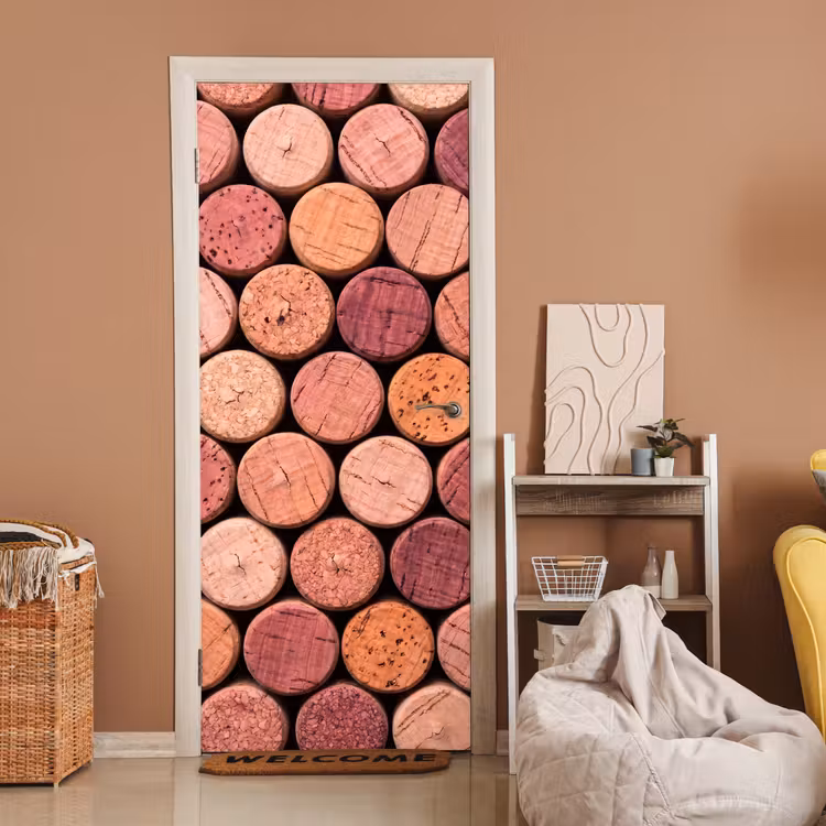 Deursticker - Kurk - Patroon - Abstract - Modern - Rood — 2