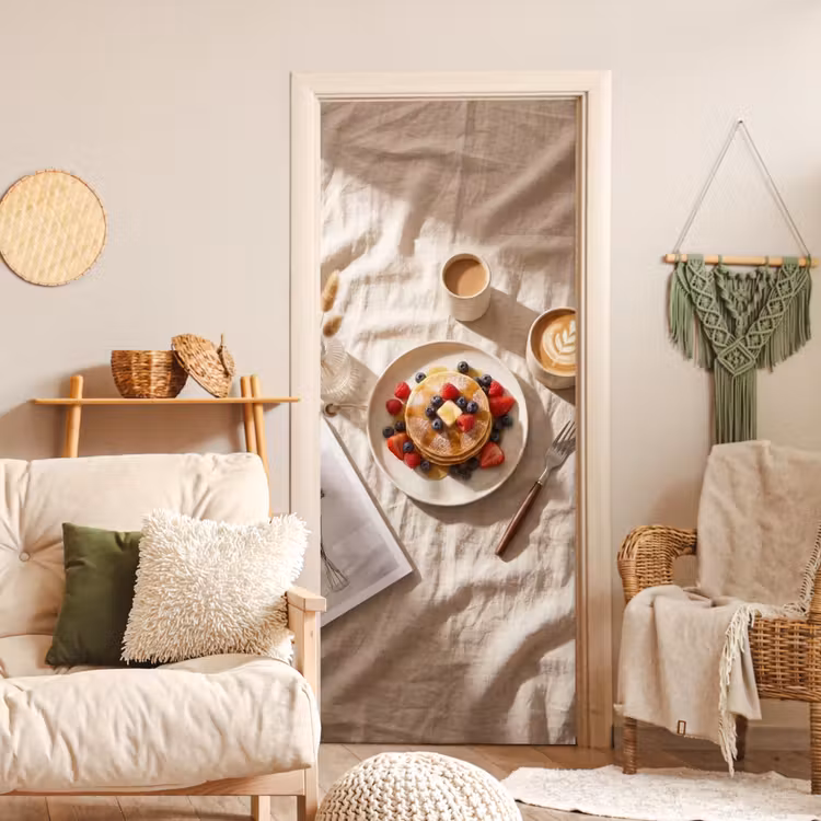 Deursticker - Pannenkoeken - Bessen - Ontbijt - Modern - Beige — 4