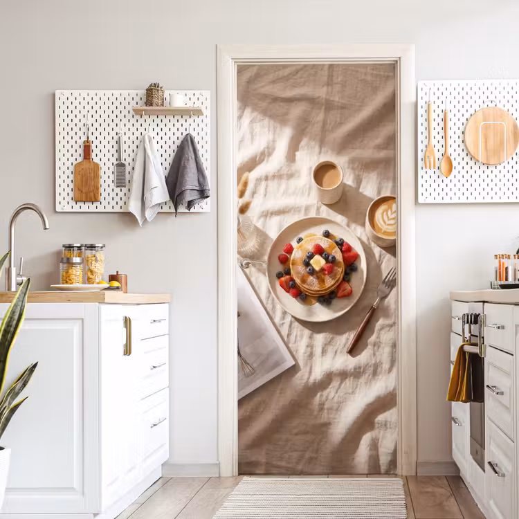 Deursticker - Pannenkoeken - Bessen - Ontbijt - Modern - Beige — 7