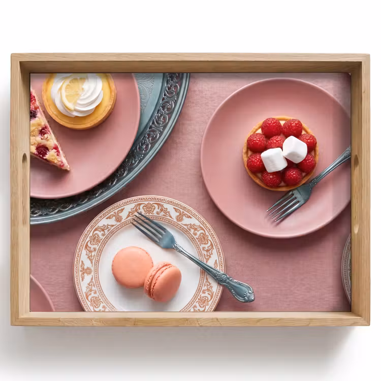 Dienblad - Dessert - Taart - Gebak - Zoet - Roze — 1