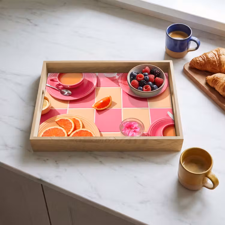 Dienblad - Eten - Citrusvruchten - Stillevens - Roze - Oranje — 4