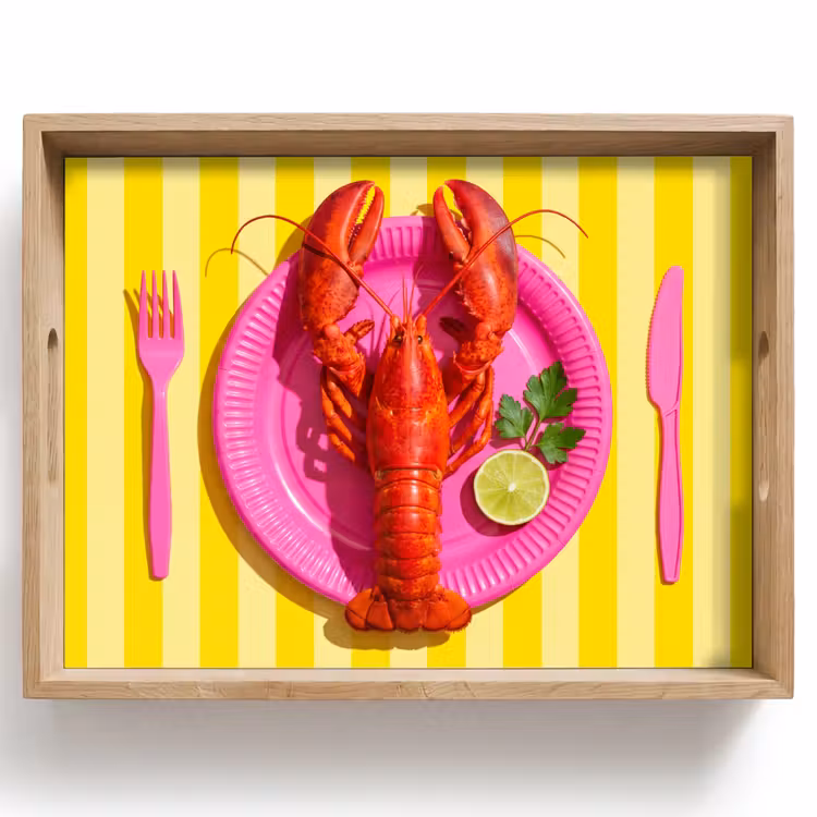 Dienblad - Eten - Roze - Geel - Modern - Culinaire — 1