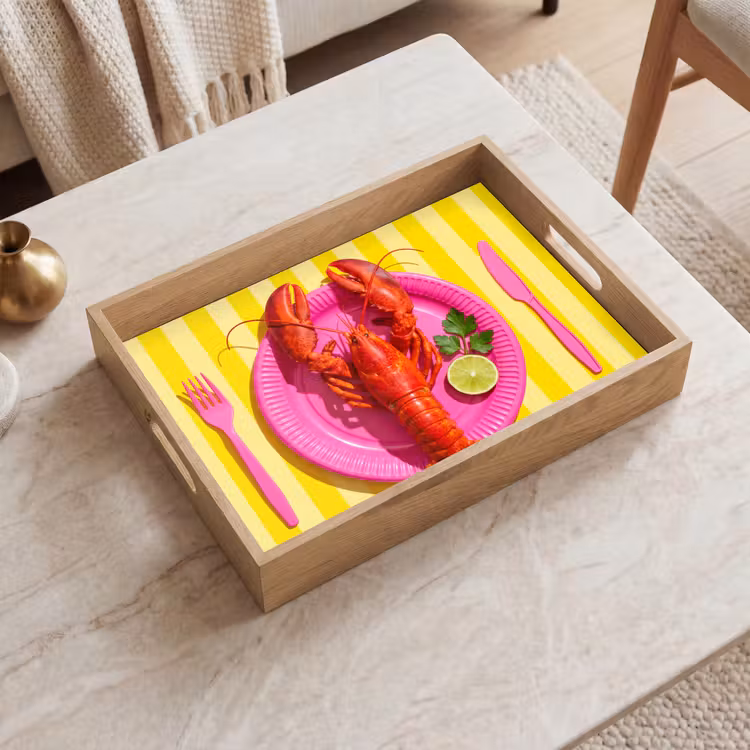 Dienblad - Eten - Roze - Geel - Modern - Culinaire — 2