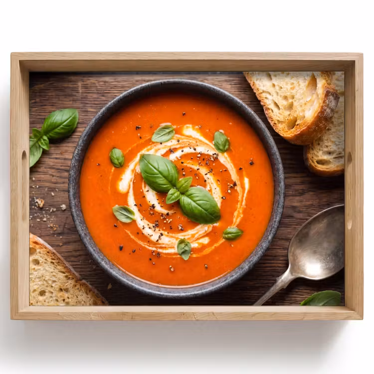 Dienblad - Eten - Soep - Basilicum - Rustiek - Rood — 1