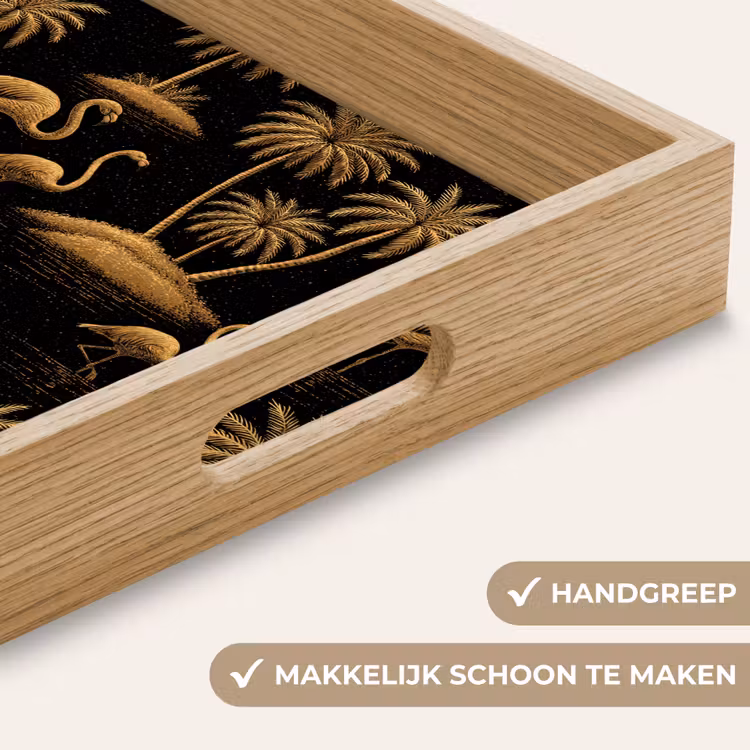 Dienblad - Flamingo - Palmbomen - Tropisch - Goud - Zwart — 5
