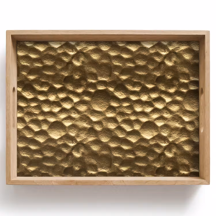 Dienblad - Gehamerd - Reliëf - Textuur - Bronsgoud — 1