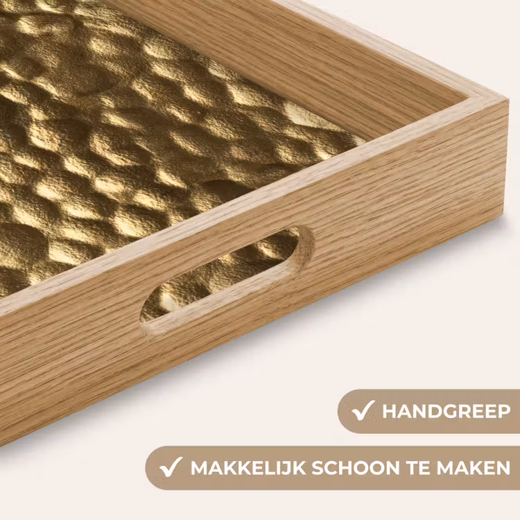 Dienblad - Gehamerd - Reliëf - Textuur - Bronsgoud — 5
