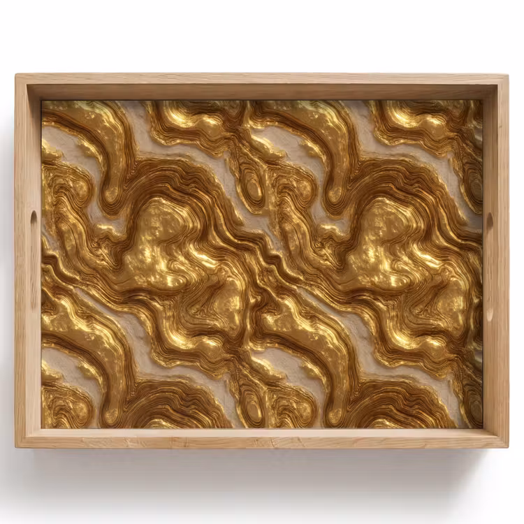 Dienblad - Golven - Organisch - Goud - Crème — 1
