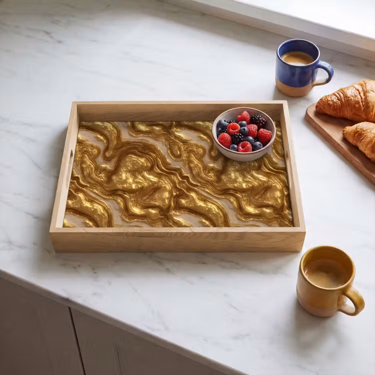 Dienblad - Golven - Organisch - Goud - Crème — 4