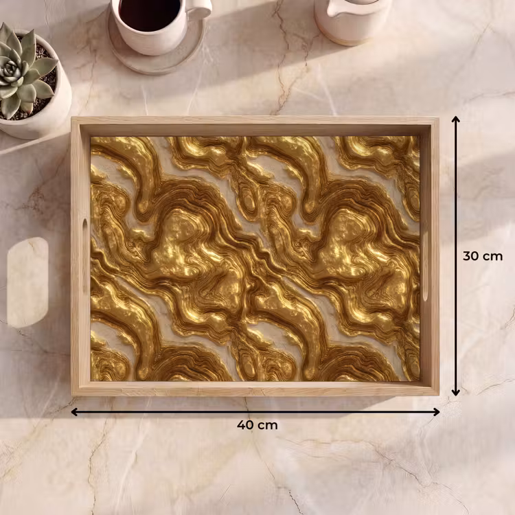 Dienblad - Golven - Organisch - Goud - Crème — 9
