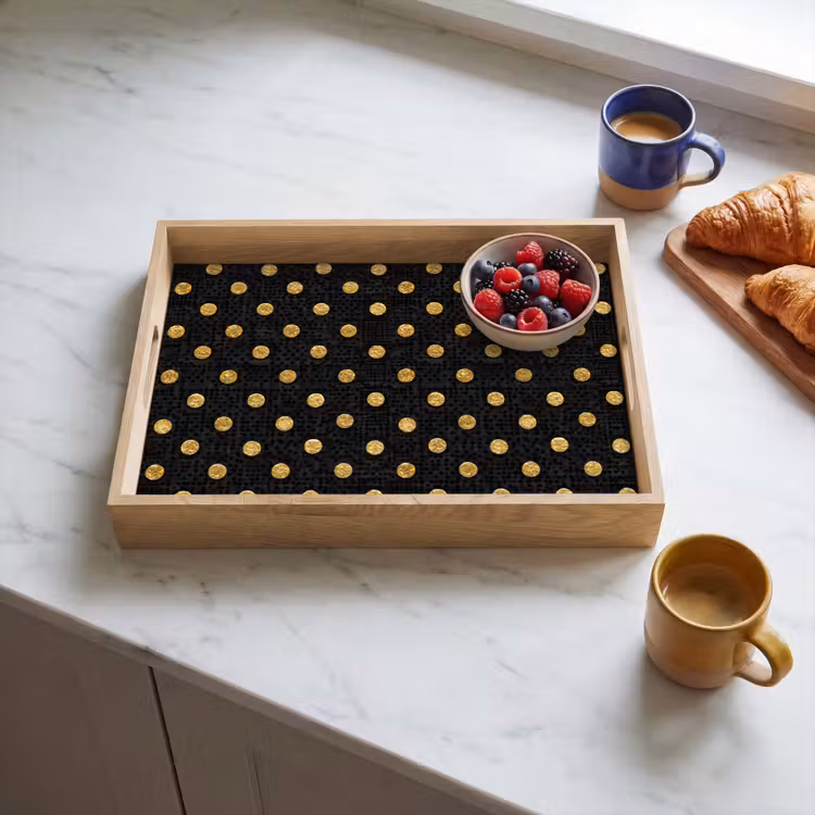 Dienblad - Polka Dot - Stippen - Goud - Zwart — 4