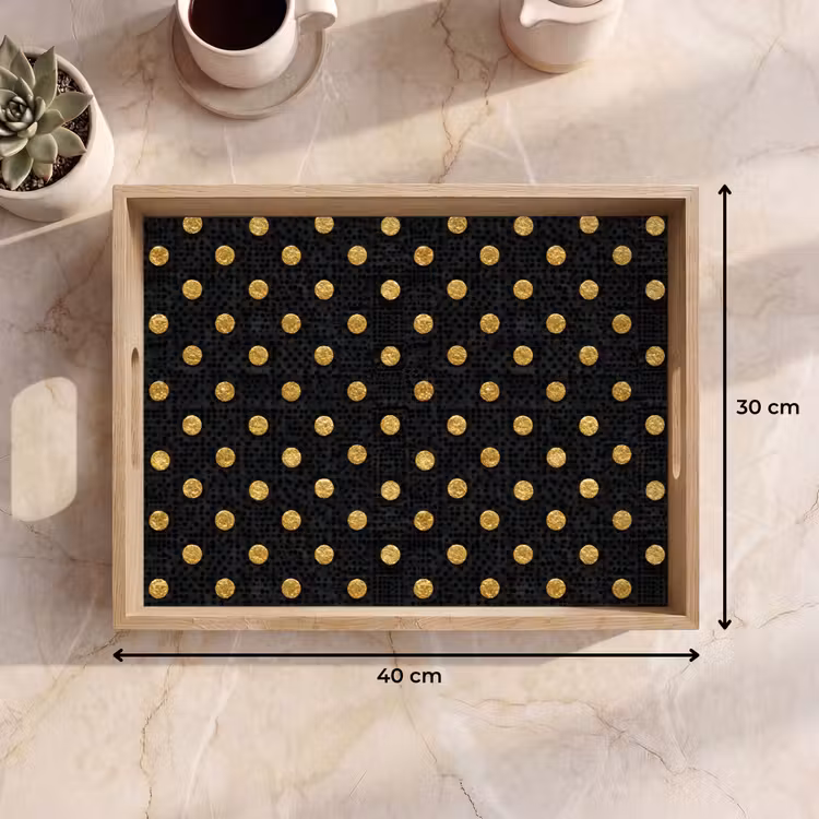Dienblad - Polka Dot - Stippen - Goud - Zwart — 9