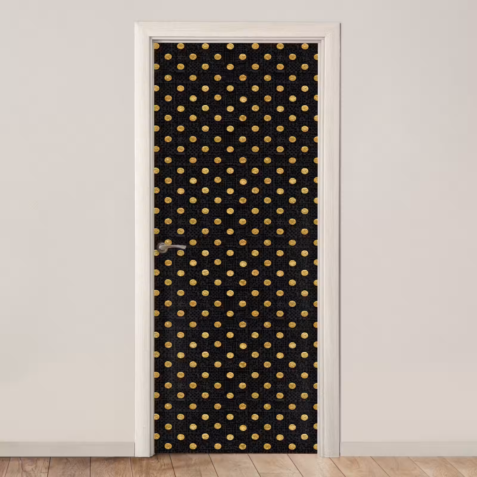 Deursticker - Polka Dot - Stippen - Goud - Zwart — 1