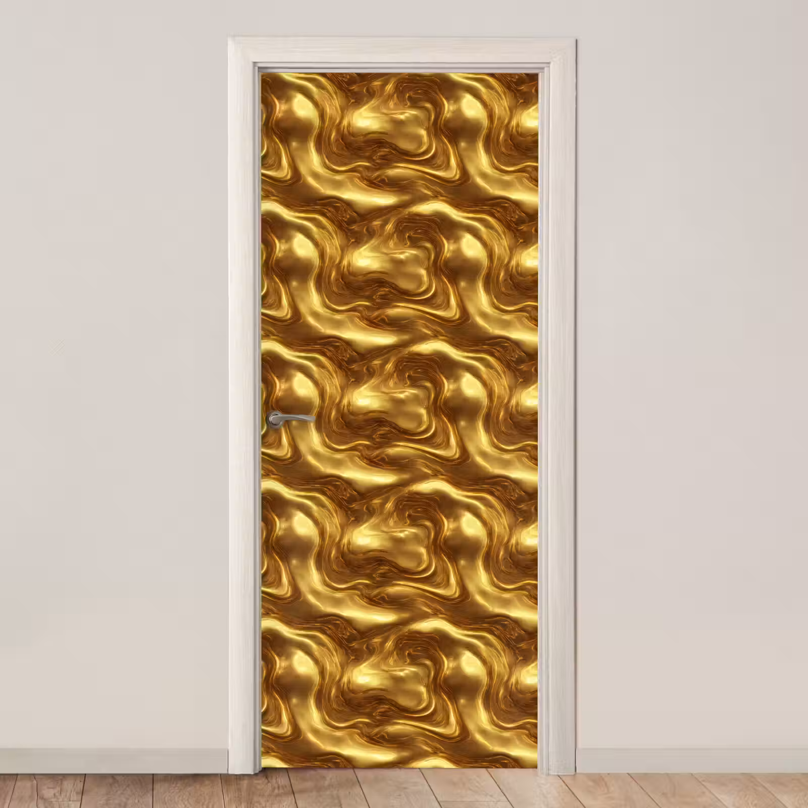Deursticker - Textuur - Vloeibaar - Organisch - Goud — 1