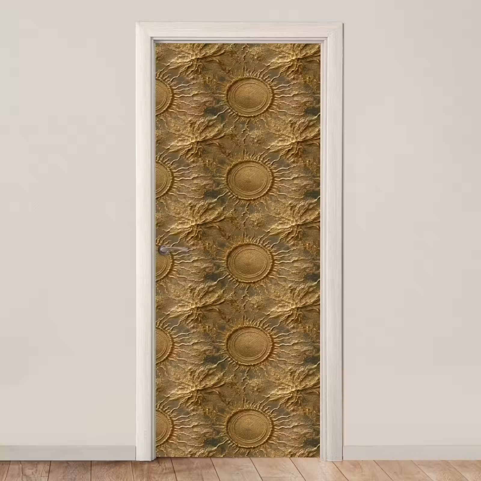 Deursticker - Zon - Reliëf - Antiek - Goud — 1
