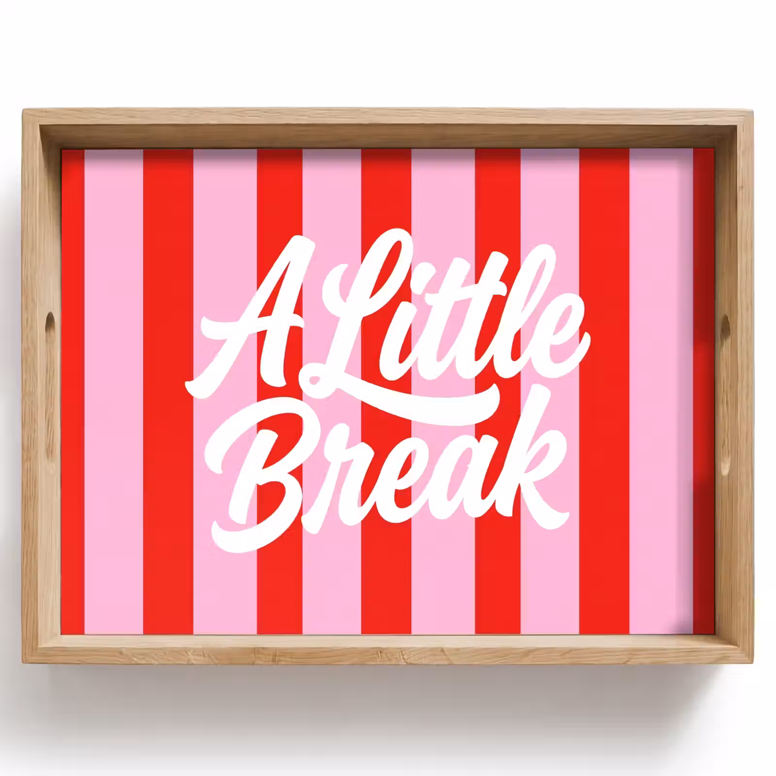 Dienblad - A Little Break - Strepen - Rood - Roze — 1