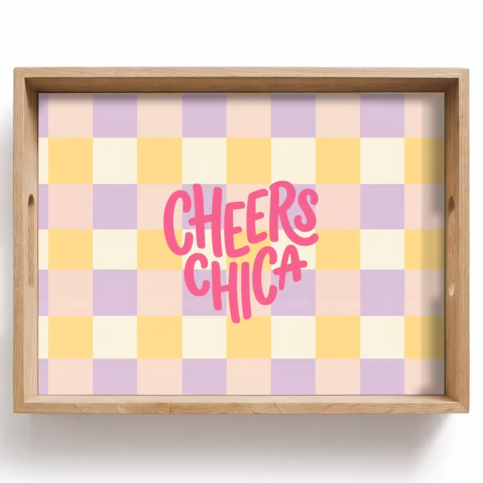 Dienblad - Cheers Chica - Ruitjes - Lila - Geel — 1