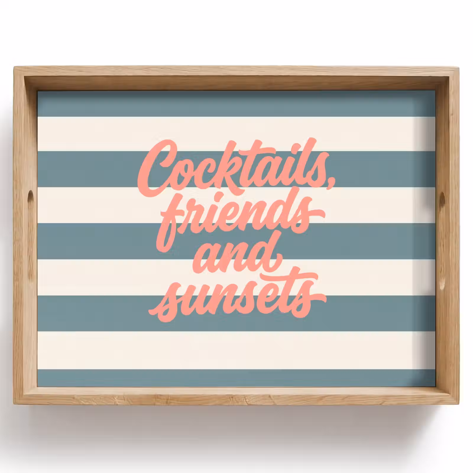 Dienblad - Cocktails - Strepen - Blauw - Koraal — 1