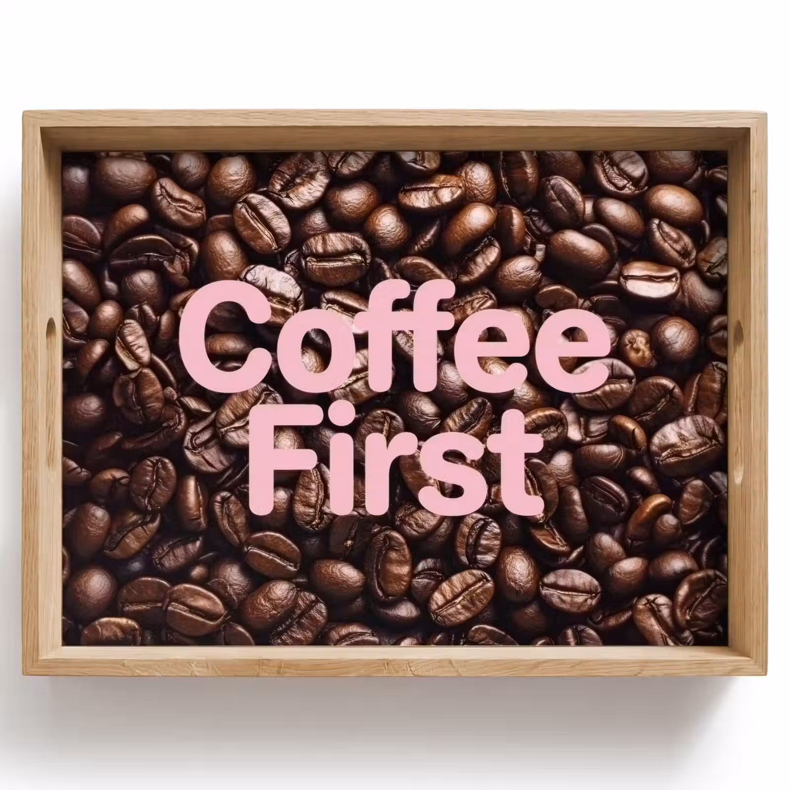 Dienblad - Coffee First - Koffiebonen - Roze — 1