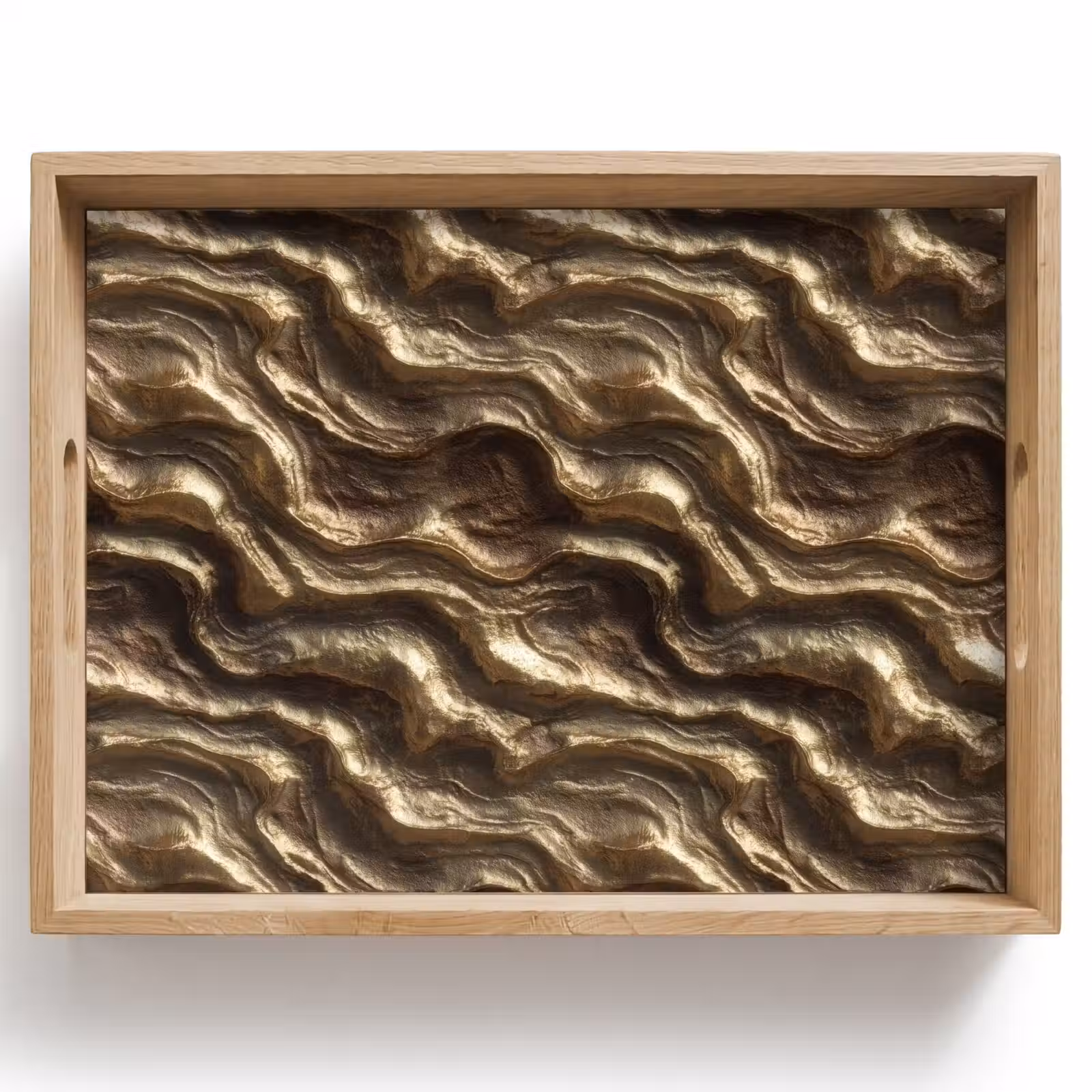 Dienblad - Reliëf - Golven - Abstract - Bronsgoud — 1