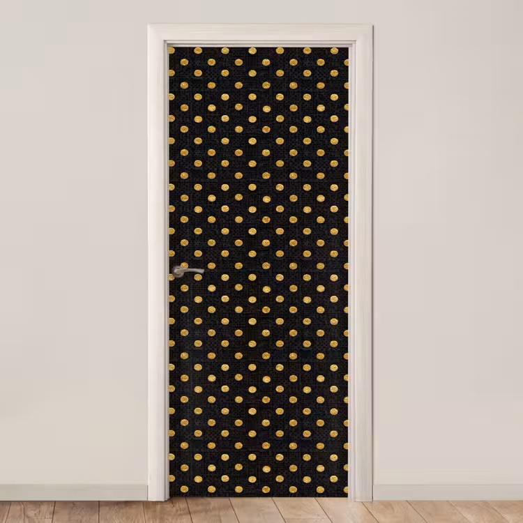 Deursticker - Polka Dot - Stippen - Goud - Zwart — 1