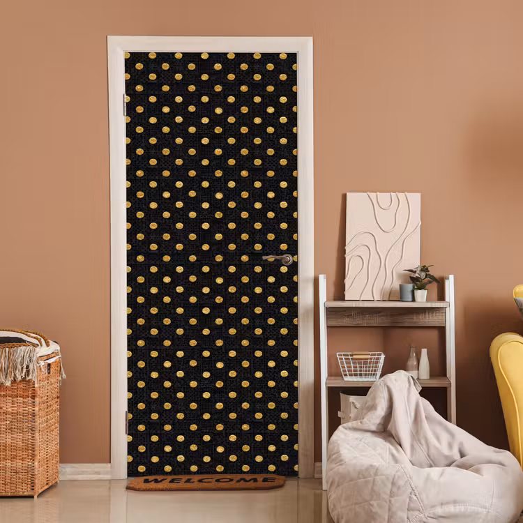 Deursticker - Polka Dot - Stippen - Goud - Zwart — 2
