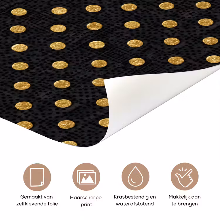 Deursticker - Polka Dot - Stippen - Goud - Zwart — 3